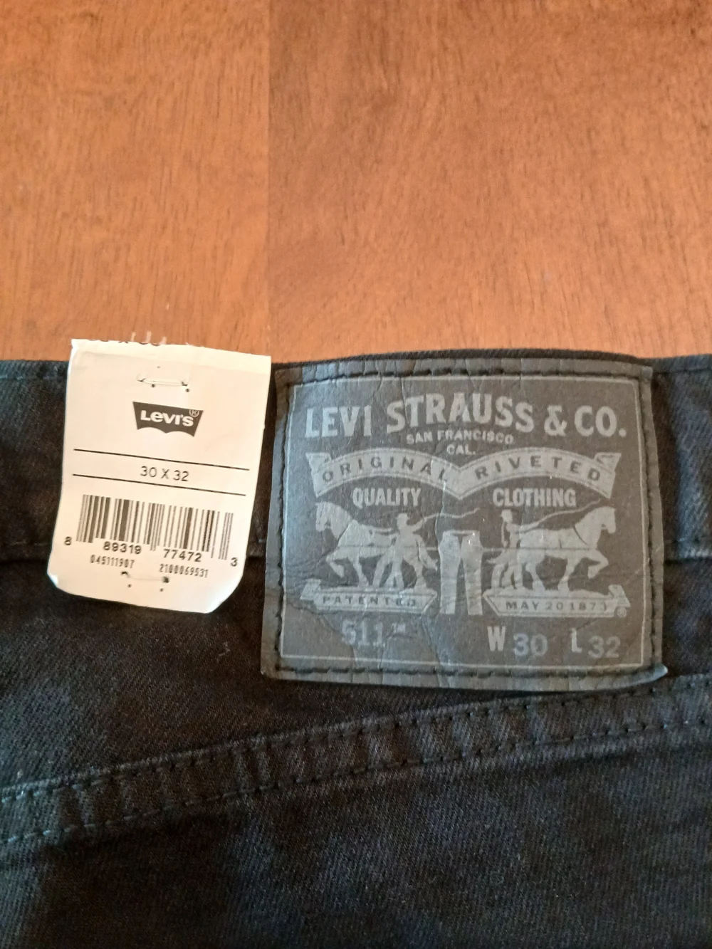 Levi's 30x32 Flex 511 Slim Black Stretch Denim Jeans Men's Mid Rise 5-Pocket NWT